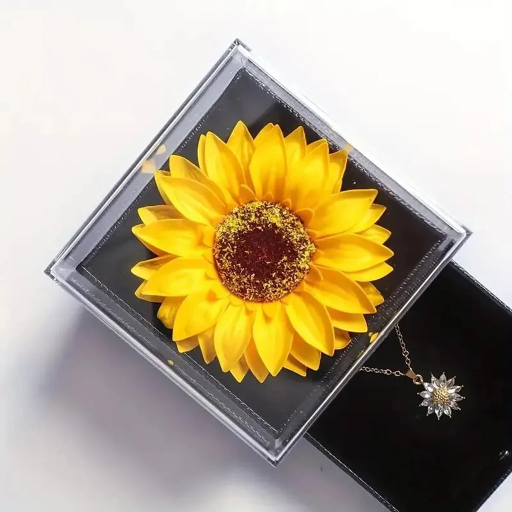 Sunflower Necklace with Gift Box – I Love You Gift for Her