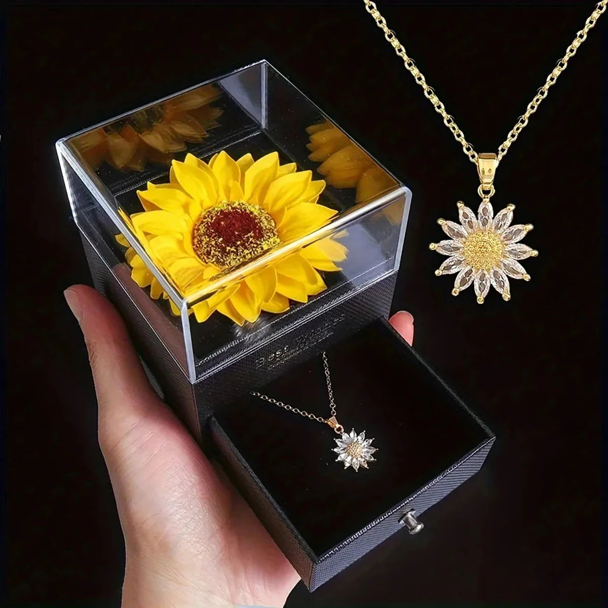Sunflower Necklace with Gift Box – I Love You Gift for Her