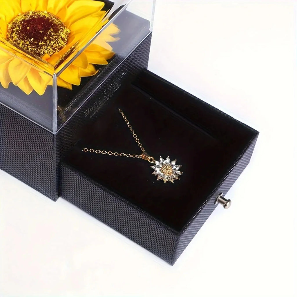Sunflower Necklace with Gift Box – I Love You Gift for Her