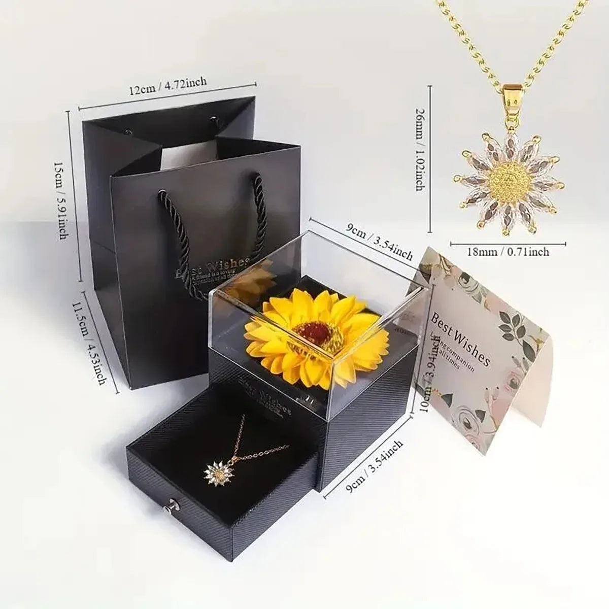 Sunflower Necklace with Gift Box – I Love You Gift for Her