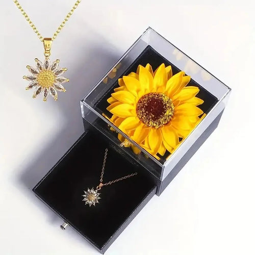 Sunflower Necklace with Gift Box – I Love You Gift for Her